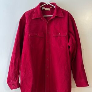 Vintage LL Bean Chamois Cloth Button Up Shirt Mens Tall 19. Red. Made In USA